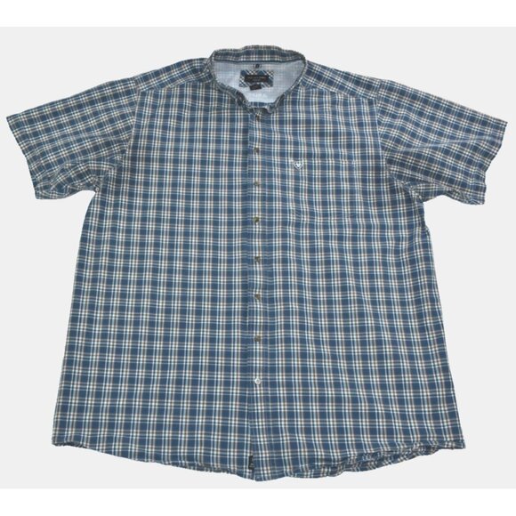 Ariat Pro Series Men's Shirt Size XXLT Navy Blue Plaid Short Sleeve Button Up - Picture 1 of 14
